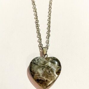 Larvikite Gemstone Heart Necklace